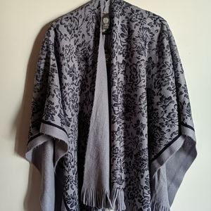 Women's open front fringe poncho